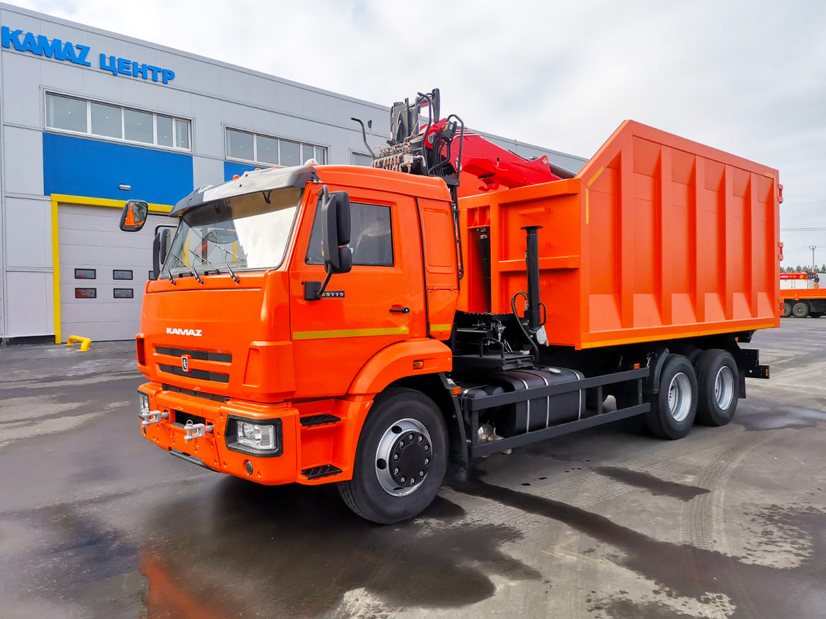 Ломовоз КАМАЗ 65115-56 с ГМУ ВЕЛМАШ ВМ10-74М